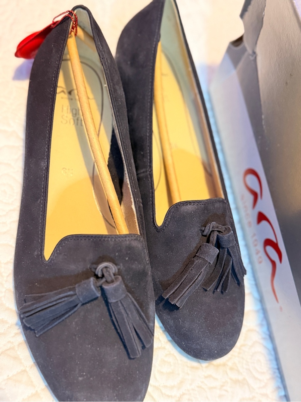 Ara Black Suede Tassel Loafers